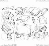 Outlines Educational Coloring Illustration Items Digital Royalty Clipart Colage Visekart Rf Collage sketch template