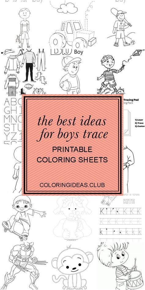 ideas  boys trace printable coloring sheets