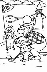 Golf Coloring Pages Berenstain Bear Papa Teach Brother Sister Bears Kids Color Playing sketch template