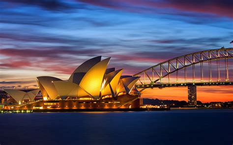 australien sydney opera house abend bruecke lights  hd hintergrundbilder hd bild