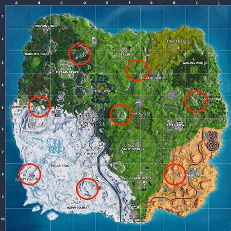fortnite  golden rings locations map   complete  challenge
