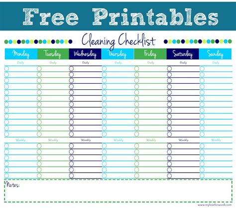 Printable Cleaning Schedule Form For Daily And Weekly