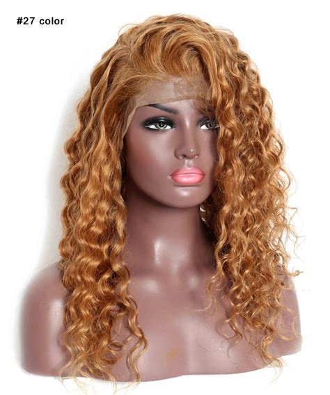 pre plucked full lace human hair wigs  baby hair loose wave  honey blond color brazilian
