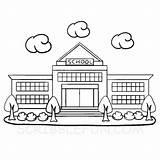 School Coloring Pages Printable Building Front sketch template