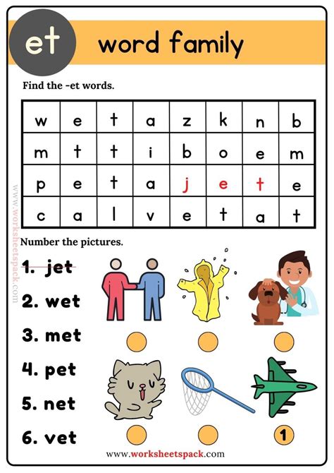 word family poster  chart worksheetspack word family