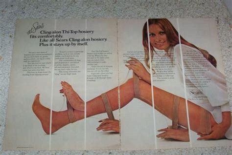 1971 Print Ad Sears Cling Alon Hosiery Sexy Girl Stockings Legs 2