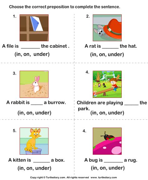 prepositions    turtle diary worksheet
