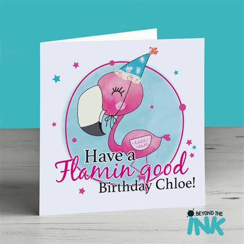 personalised flamingo birthday card   flamingood birthday