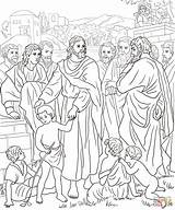 Jesus Coloring Children Pages Printable Drawing Disciples Knocking Door Kids Color Baby Nazareth Little sketch template