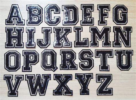 black alphabet   letters glittering patches  jeans etsy