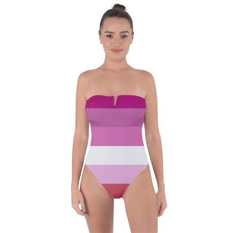 Lesbian Pride Flag Tie Back One Piece Swimsuit Lesbian