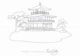 Coloring Book Pages Adult Temple Printable Pavilion Golden Japan Japanese Ji Kinkaku sketch template