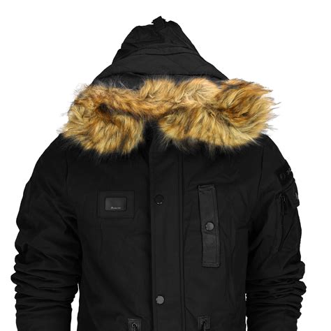 mens boys parka jacket heavy weight padded puffer fur hood warm winter long coat ebay