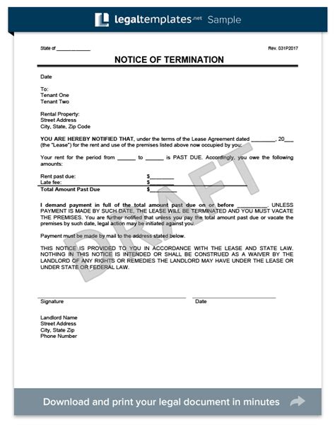 sample eviction notice letter