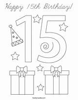 Coloring Birthday Happy 15th Cursive Favorites Login Add sketch template