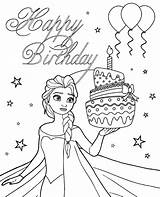 Birthday Coloring Happy Pages Color Frozen Disney Printable Card Anna Print Activity Getcolorings Getdrawings sketch template