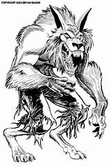 Loup Garou Werewolf Horror Monsters Coloriages Werewolves Baugh Bryan Creatures sketch template