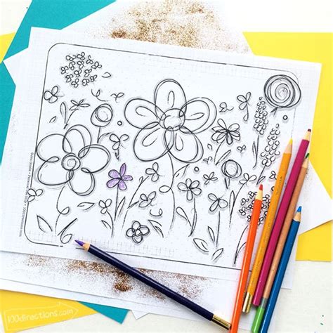 flower garden coloring page  directions