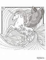 Coloring Unicorn Pages Printable Adults Adult Unicorns Print Pegasus Mystical Fantasy Colouring Stroke Come Sheets Wings Uni Visit Library Clipart sketch template