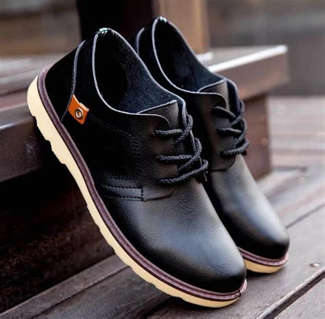 nice  casual shoe pu leather shoes men fashion lace   head man shoes breathable black