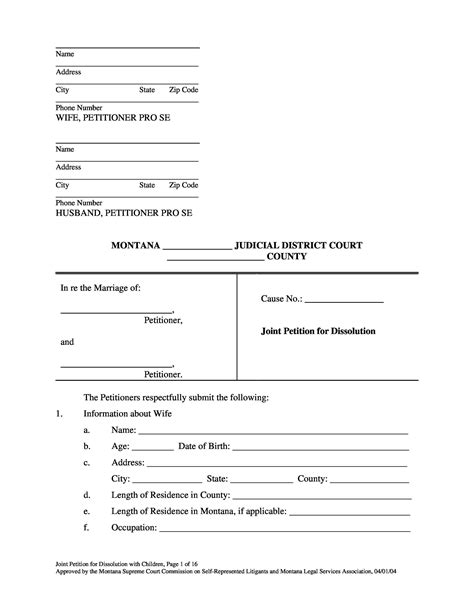 divorce papers printable template lab