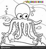 Polipo Octopus Vettore Nuotare sketch template