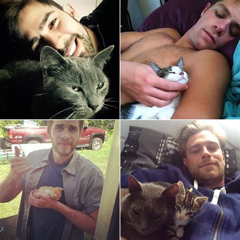 hot guys holding cats popsugar love and sex
