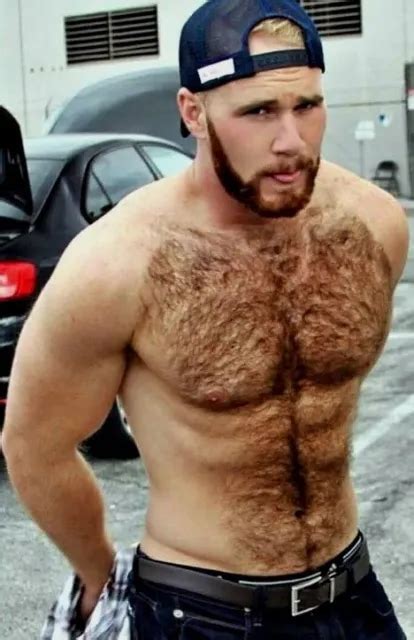 Shirtless Male Beefcake Muscular Hunk Beard Hairy Chest Body Photo 4x6