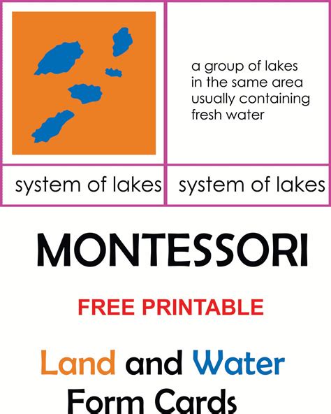 land  water forms cards montessori  printable  montessoriseries