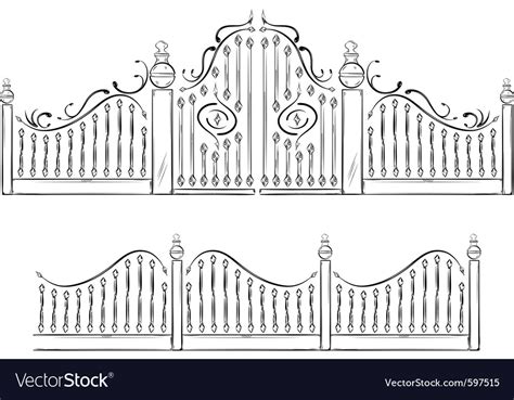 gate drawing royalty  vector image vectorstock