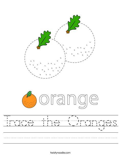 trace  oranges worksheet twisty noodle