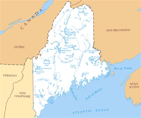 large detailed rivers  lakes map  maine state vidianicom maps