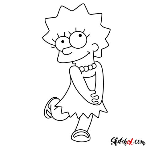 How To Draw Cute Lisa Simpson Sketchok Easy Drawing Guides