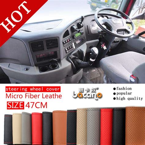 bacano large steering wheel cover  rv truck micro fiber leather car steering wheel braid