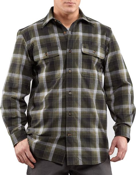 carhartt men s hubbard plaid long sleeve shirt heavyweight flannel