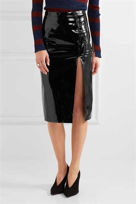 lyst topshop unique patent leather pencil skirt in black