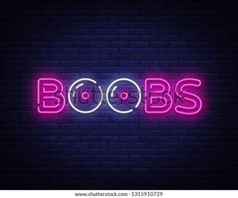 boobs neon text vector design template stock vector royalty free