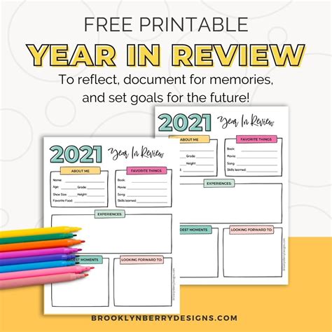 printable year  review template  printable