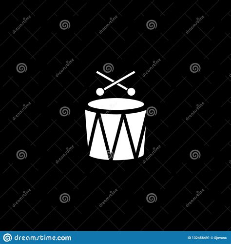 drum icon  logo snare graphic  dark background stock vector