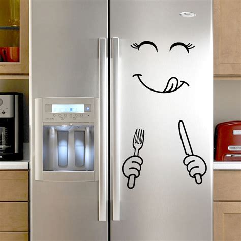 cute sticker fridge happy delicious face kitchen fridge wall refrigerator vinyl stickers art