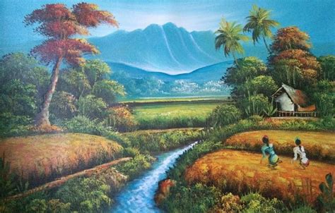 27 Galeri Lukisan Pemandangan Gunung Sawah Pemandangan Riset