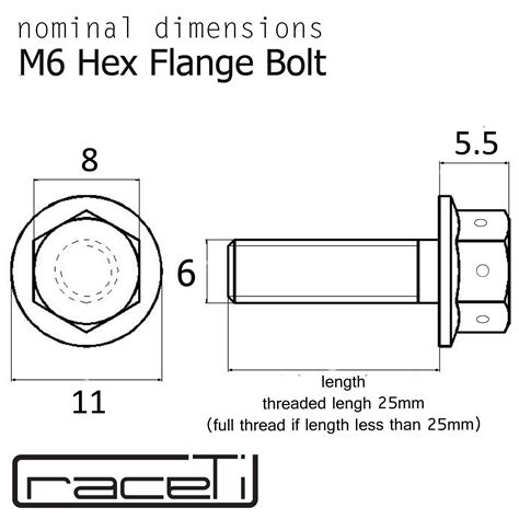 M6 Titanium Bolt 20mm Hex Head Race Flange Drilled Lock