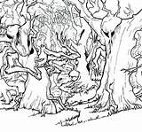 Forest Coloring Pages Enchanted Scary Trees Kids Drawing Printable Haunted Tree Anime Creepy Getdrawings Getcolorings Rocks Print sketch template
