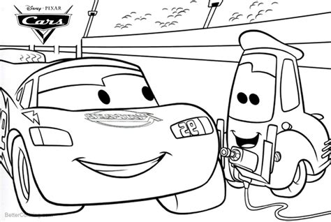 cars pixar coloring pages lightning mcqueen lineart  printable coloring pages