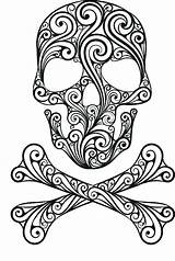Skull Coloring Pages Sugar Skulls Printable Girl Halloween Adult Crossbones Girly Color Tattoo Print Colouring Sheets Wall Stencil Decor Dead sketch template
