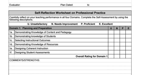 reflection worksheet teacher google sheets