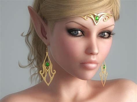 images eyes elves face girls fantasy 3d graphics earrings glance