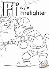 Firefighter Coloring Letter Fire Pages Printable Cartoon Hose Fireman Fighting Drawing Preschoolers Preschool Firefighters Sprays Kids Alphabet Color Sheet Worksheets sketch template