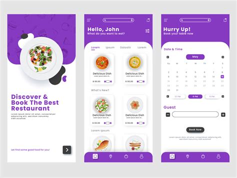 restaurant mobile app ui gui  splash screen template login menu