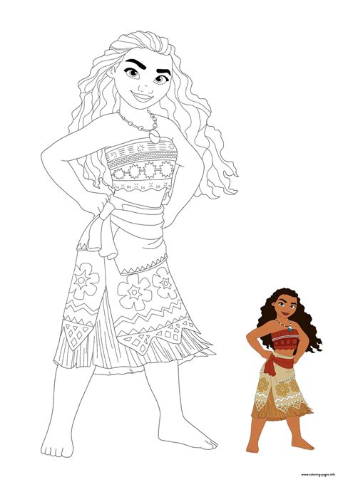 princess moana coloring page printable